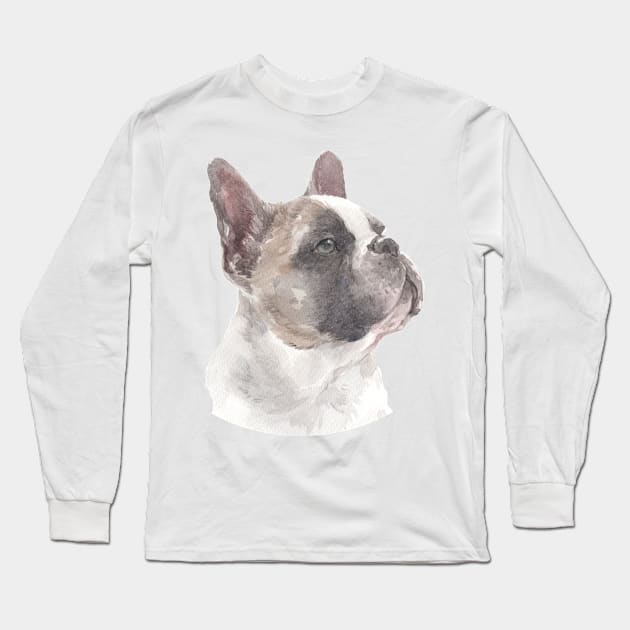 Fawn French Bulldog Watercolor Art Long Sleeve T-Shirt by doglovershirts